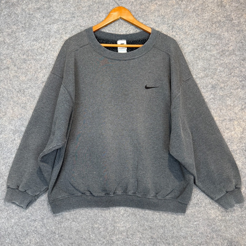 Vintage Nike Fleece Sweatshirt Men Large Classic Relaxed Fit Swoosh Made USA 90s